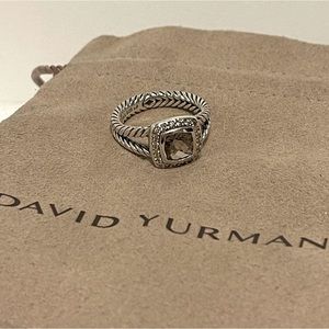 David Yurman Small Albion Smocky Quartz Ring - Size 7